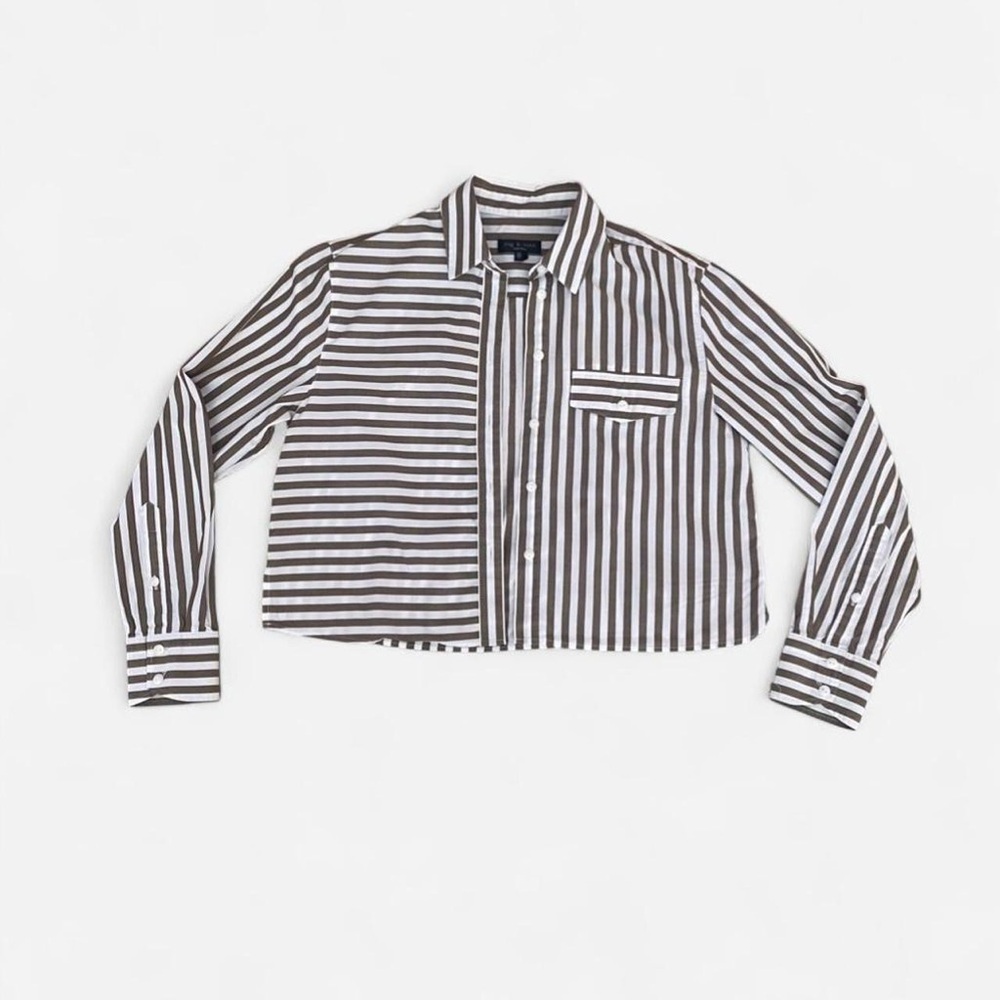 Rag & Bone Mina Stripe Crop Shirts - Picture 2 of 9